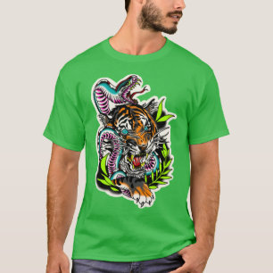 Tiger Neo Traditionelles Tattoo T-Shirt
