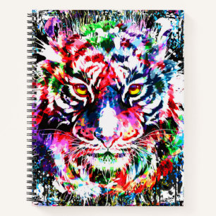 Tiger-Notebook - Farbenfrohe Tiger-Artwork - Wildl Notizbuch