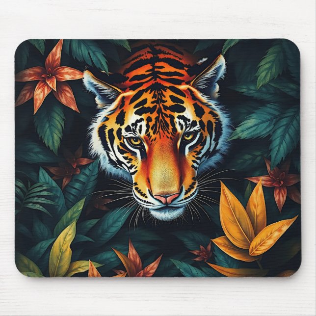 “Tiger of Mine” – Colourful Tiger Portrait Mousepad (Vorne)