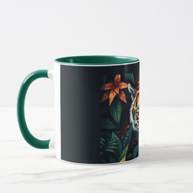 “Tiger of Mine” – Colourful Tiger Portrait Tasse (Links)
