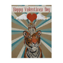 TIGER & OWL VALENTINE'S Postcard