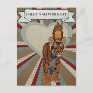 TIGER & OWL VALENTINE'S Postcard Feiertagspostkarte