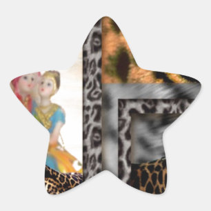 Tiger & Paar Kunstprint Stern-Aufkleber