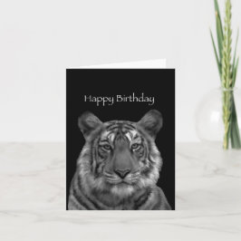 Tiger Painting Happy Birthday Card (schwarz/weiß) Karte