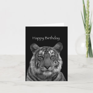 Tiger Painting Happy Birthday Card (schwarz/weiß) Karte