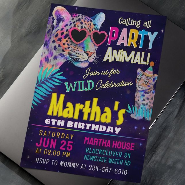 Tiger Party Animal Colorful BIdday Einladung (Zazzle Tiger Party Animal Colorful BIrthday Invitation)