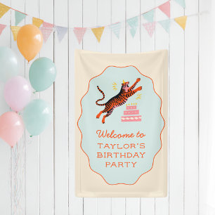 Tiger Party-Tiere Kinder Geburtstags-Willkommen Banner