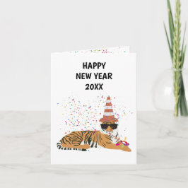 Tiger Party - Tierurlaub New Years Card Karte