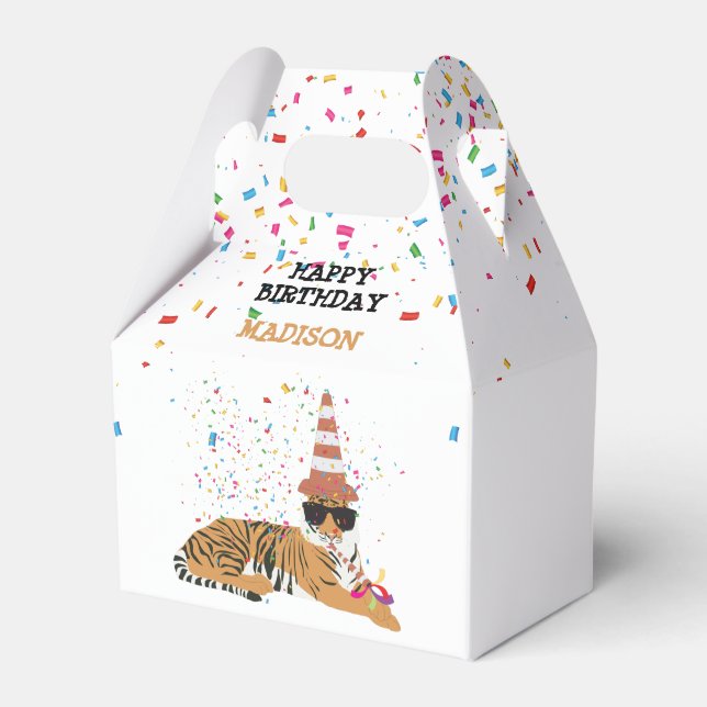Tiger Partying - Tiere mit Party Geschenkschachtel (Vorderseite)