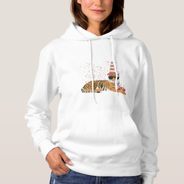 Tiger Partying - Tiere mit Party Hoodie (Vorderseite)