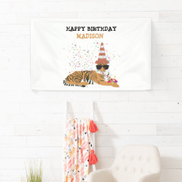 Tiger Partying - Tiere mit Party zum Geburtstag Banner