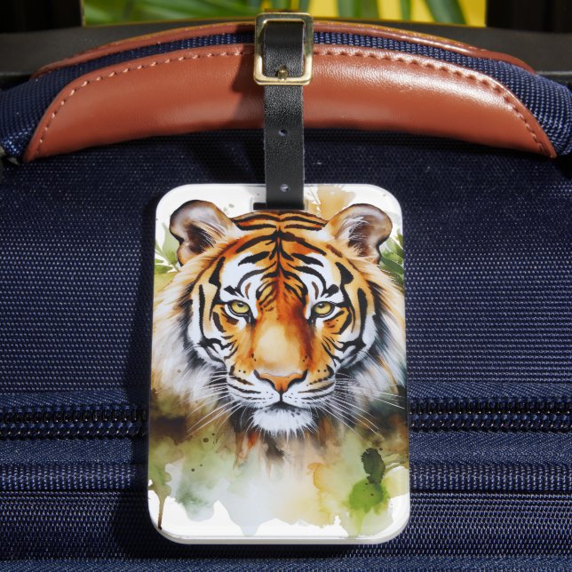 Tiger Pastel Blume Safari Watercolor Savannah Gepäckanhänger (Vorderseite Insitu 2)