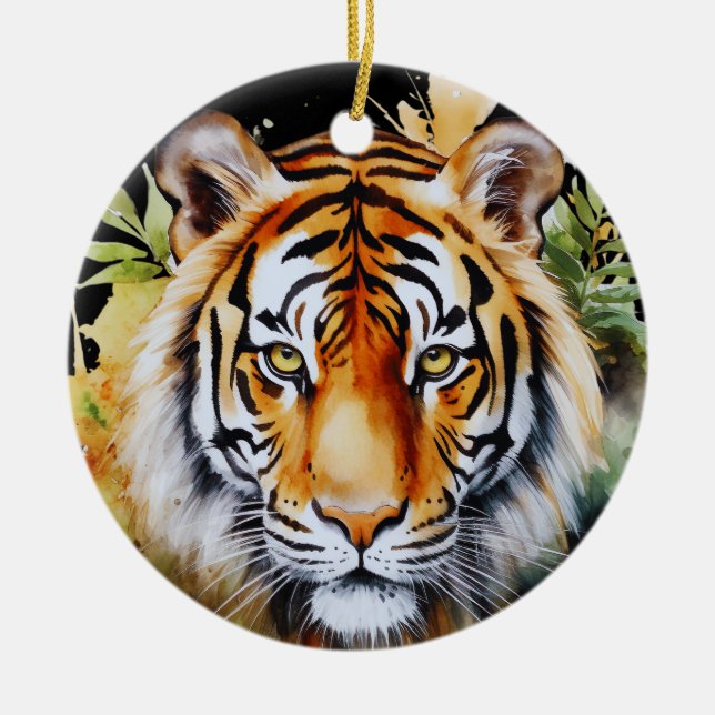 Tiger Pastel Blume Safari Watercolor Savannah Keramik Ornament (Vorne)