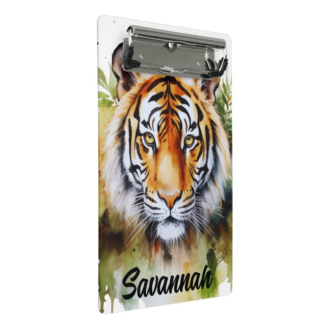Tiger Pastel Blume Safari Watercolor Savannah Mini Klemmbrett (Schrägansicht)