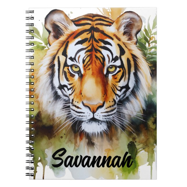 Tiger Pastel Blume Safari Watercolor Savannah Notizblock (Vorderseite)