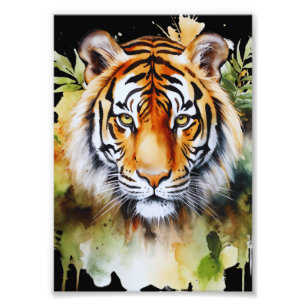 Tiger Pastell Blumen Safari Aquarell Savanne Fotodruck