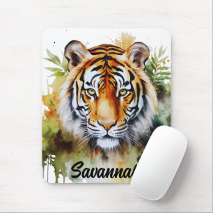 Tiger Pastell Blumen Safari Aquarell Savanne Mousepad