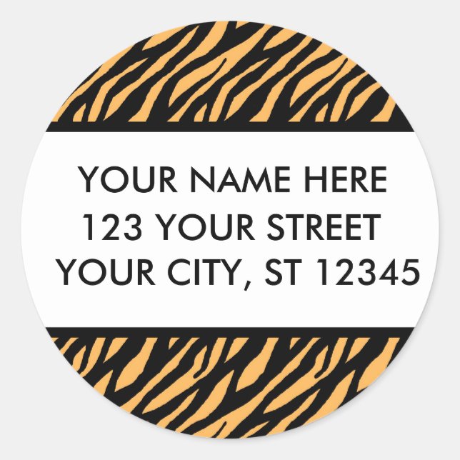 Tiger Pattern Address Labels Runder Aufkleber (Vorderseite)