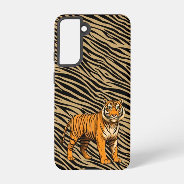 Tiger Pattern in Light Brown with Tiger  Samsung Galaxy Hülle (Rückseite)