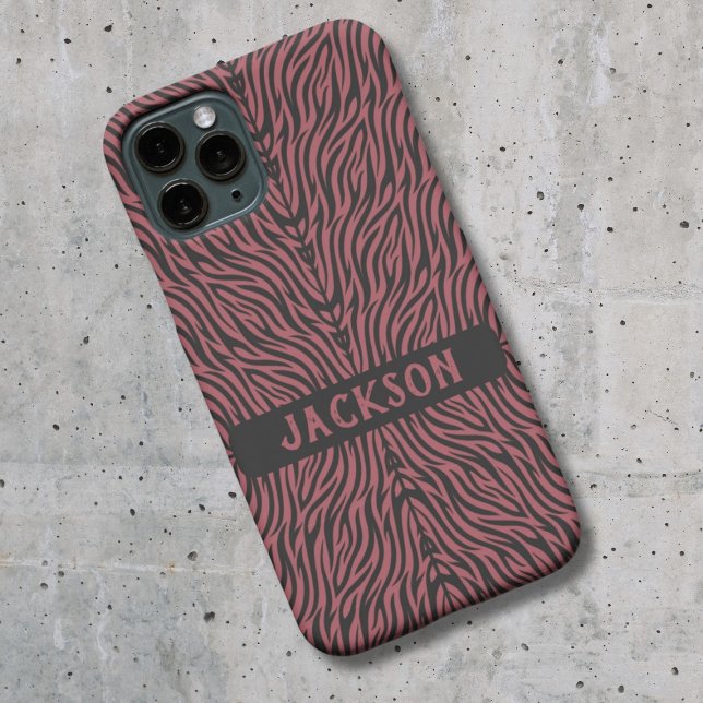 Tiger Pattern in Red and Gray with Name Case-Mate iPhone Hülle (Von Creator hochgeladen)