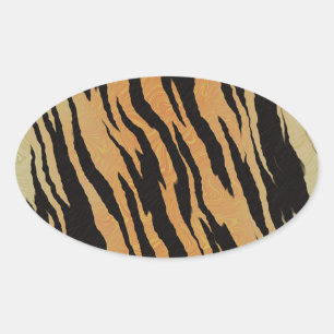 Tiger Pattern Ovaler Aufkleber