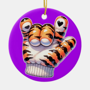 Tiger Paw ASL I LIEBE SIE - SEHEN SIE ZURÜCK! Keramik Ornament