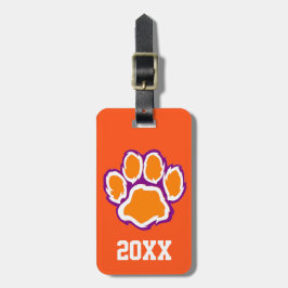 Tiger Paw Print Luggage Tag mit Text auf der Rücks Gepäckanhänger