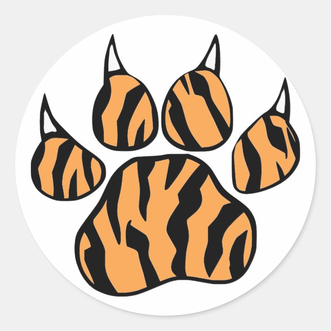 Tiger Paw Print Runder Aufkleber (Vorderseite)