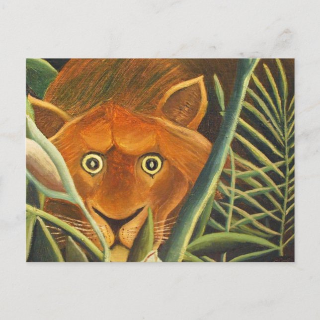 Tiger Peeking von Henri Rousseau aus Gras heraus Postkarte (Vorderseite)