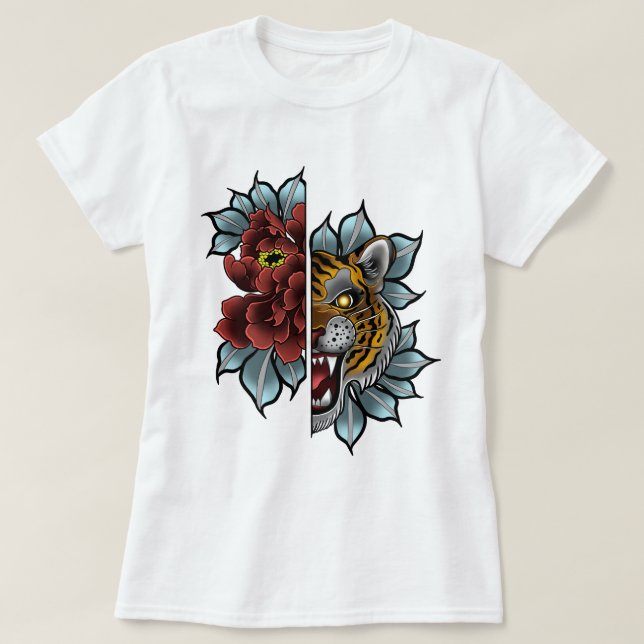 Tiger Peony Original Design T-Shirt (Design vorne)
