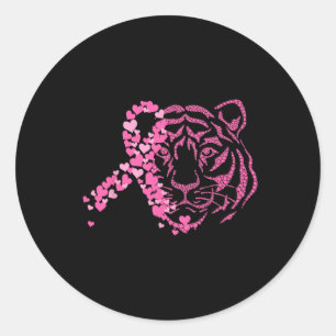 Tiger Pink Ribbon Brustkrebs Bewusstsein Tier W Runder Aufkleber