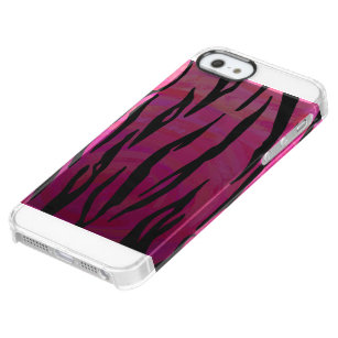 Tiger-Pink-und Schwarz-Druck Durchsichtige iPhone SE/5/5s Hülle