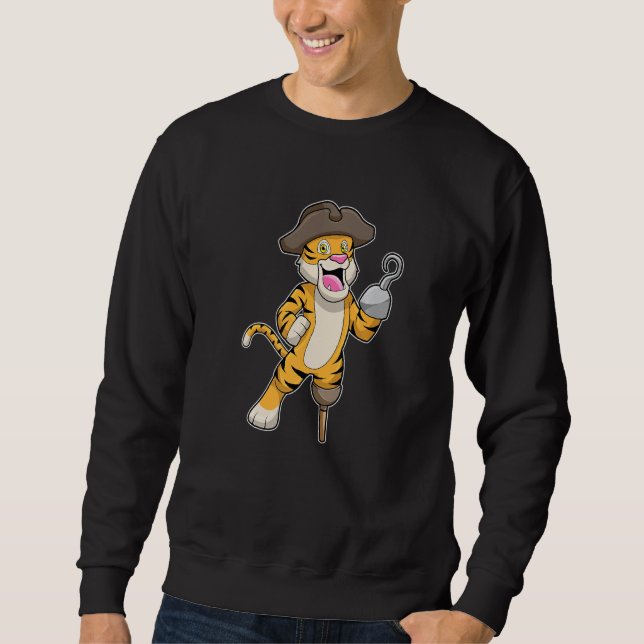 Tiger Pirate Hook hand Wooden leg Premium Sweatshirt (Vorderseite)