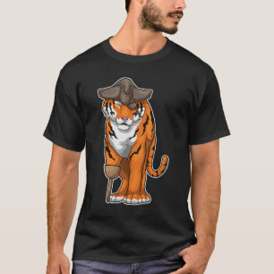 Tiger Pirate Wooden Bein Eye Patch T-Shirt