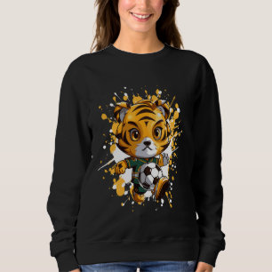 Tiger Playing Soccer Niedliches Comic Sweatshirt