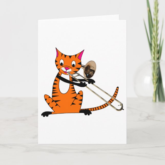 Tiger Playing the Trombone Karte (Vorderseite)