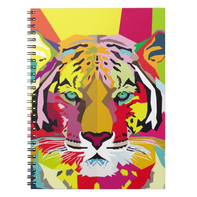 Tiger Pop Art Portraitart, Pop, Tiger, Tier, Fetis Notizblock (Vorderseite)