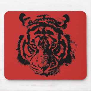 Tiger Pop Art Red Black Mousepad