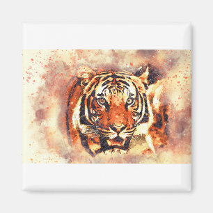 Tiger Portrait Abstraktes Wasser Vintag Magnet