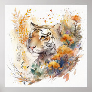 Tiger Portrait Animal Painting Wildlife Outdoor Poster