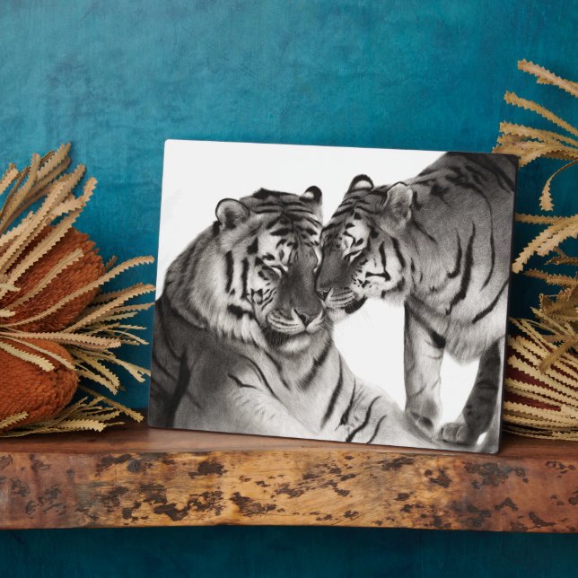 Tiger - Portrait der handbemalten Wildtiere Fotoplatte (Seite)