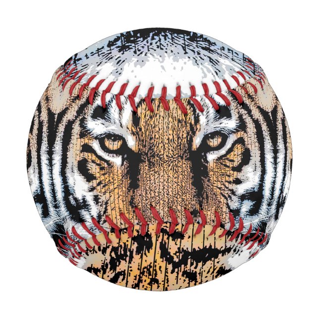 Tiger-Portrait im Grafikstil Baseball (Rückseite)