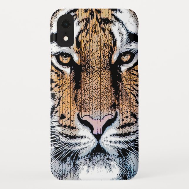 Tiger-Portrait im Grafikstil Case-Mate iPhone Hülle (Rückseite)