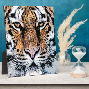 Tiger-Portrait im Grafikstil Fotoplatte