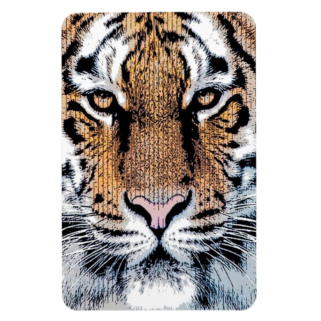 Tiger-Portrait im Grafikstil Magnet (Vertikal)