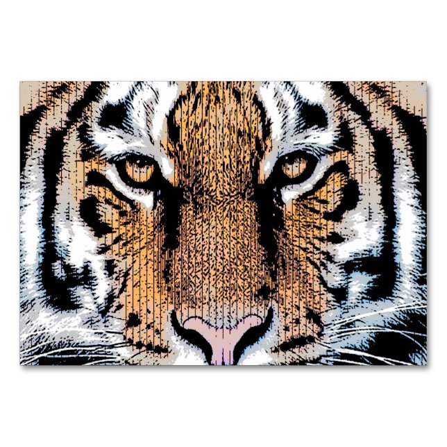 Tiger-Portrait im Grafikstil Tischnummer (Vorderseite)