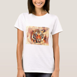 Tiger-Portrait-Kunst abstrakt Aquarell Vintage T-Shirt