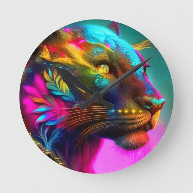 Tiger Portrait Painting Runde Wanduhr (Vorderseite)