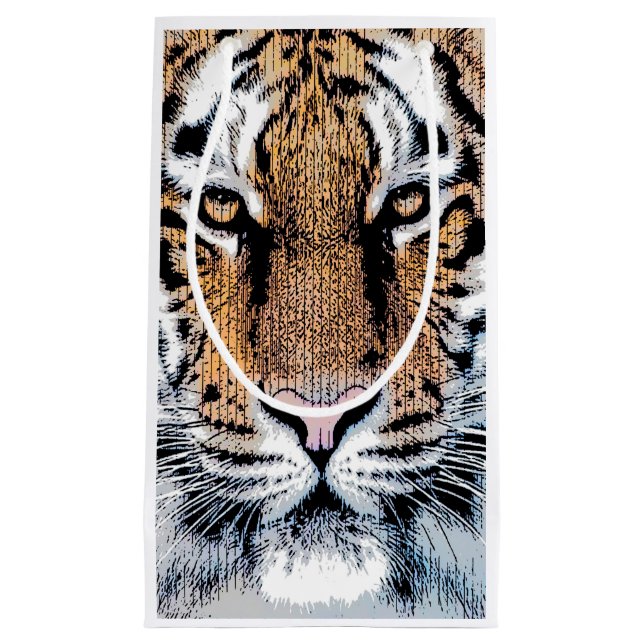 Tiger-Porträt-Grafik-Art Kleine Geschenktüte (Vorderseite)