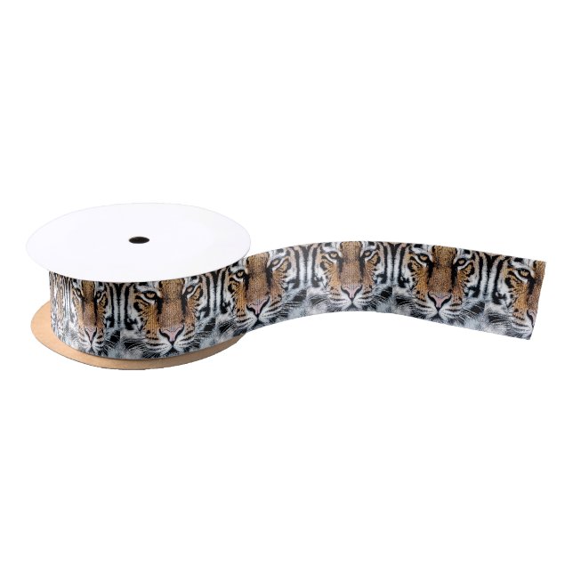 Tiger-Porträt-Grafik-Art Satinband (Spule)